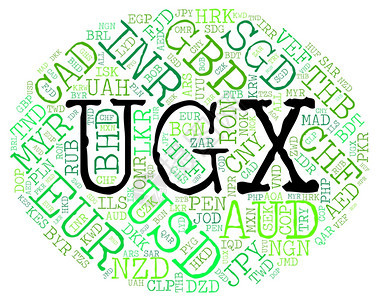 Ugx货币兑换外汇和单词背景图片
