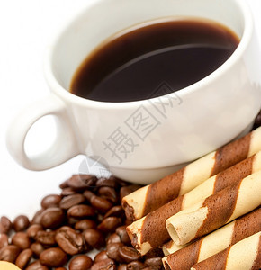 咖啡豆杯表示脱咖啡因更新和餐厅图片