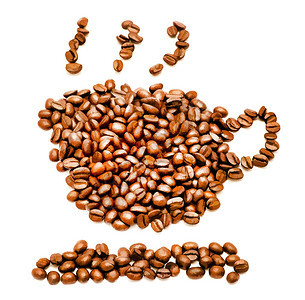 咖啡杯豆子展示热饮和休息图片