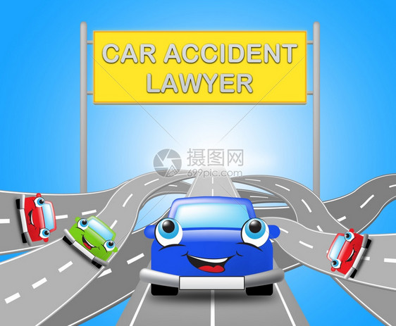 汽车事故律师高速公路标志展示自动代理律师3d说明图片