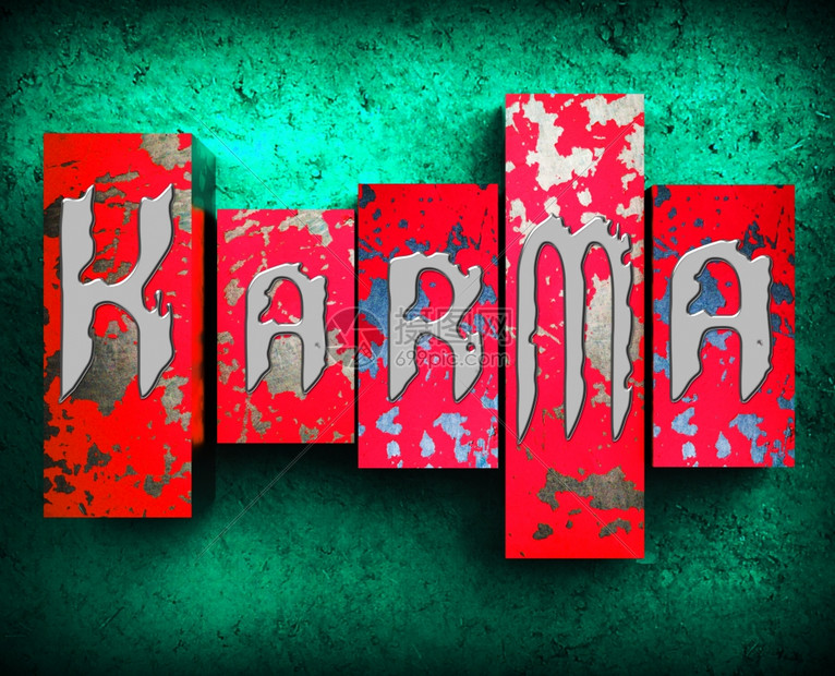 Karma字词显示信仰和运气3d插图高清图片下载-正版图片306982757-摄图网