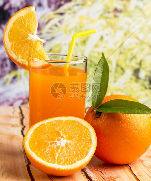 健康橙汁展示热带水果和饮料图片