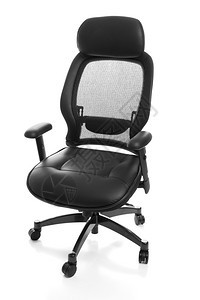 完全可调整的人类工程皮革办公室椅子孤立在白色背景图片