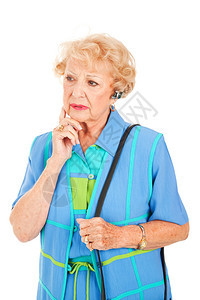 看着老妇人很担心手放着用机说话白纸字被孤立图片