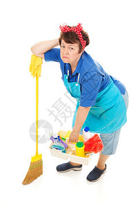 清洁女工不快乐又疲惫全身都是白的图片