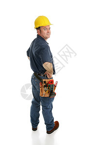 一个建筑工人的侧面看着他肩膀全身都是白的图片