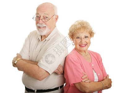 长得帅的老夫妇戴着眼镜孤立在白色上图片