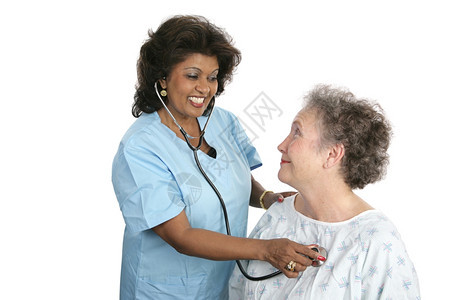 检查病人生命征兆的医或护士白的孤立图片