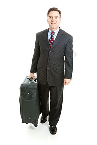 一个带着手提箱旅行的商人全体孤立视线图片