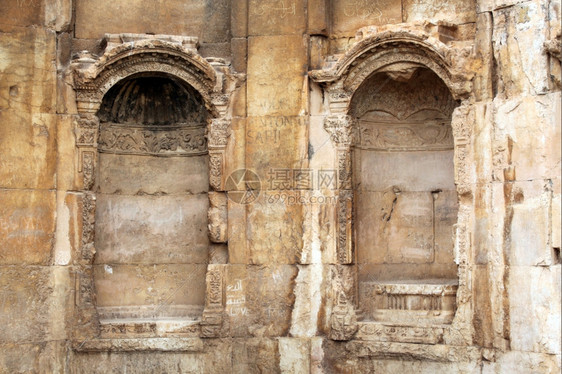 黎巴嫩Baalbeck旧罗马古寺庙墙壁图片
