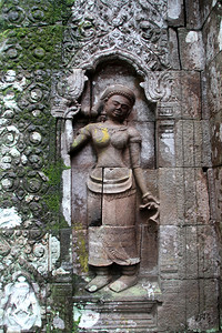老挝尚巴萨克WatPhu寺墙上的Apsara墙上的Apsara图片