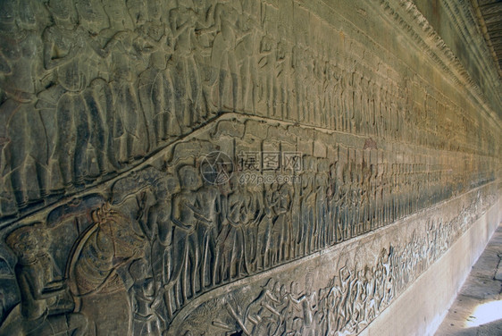 柬埔寨吴哥瓦墙上的Mahabharata图片