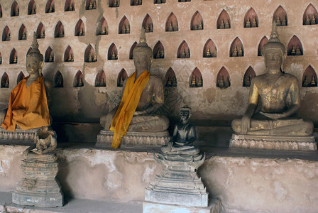 老挝佛和教瓦的墙图片