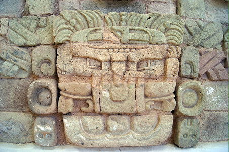 洪都拉斯科潘马塞姆的雅神石脸图片