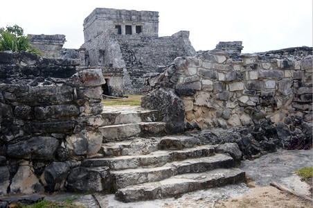 墨西哥图卢姆的楼梯和寺庙图片