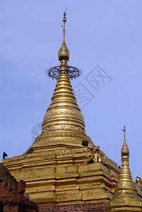 缅甸巴甘佛教寺庙金色斑点图片