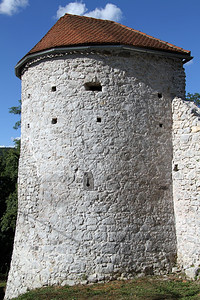 克罗地亚奥卢基大城堡角落石塔图片