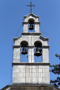 黑山Cetinje旧教堂的钟楼图片