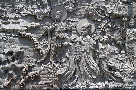 天主关燕和国王在中普多山岛的庙墙上图片