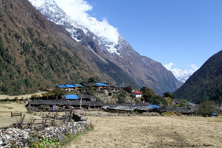 尼泊尔秋田和山丘村图片