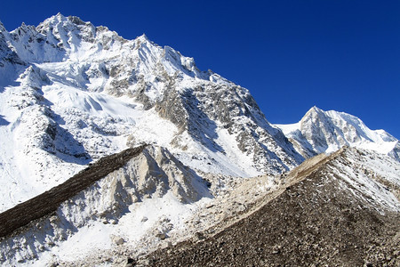 尼泊尔马纳斯卢的蓝天和雪图片