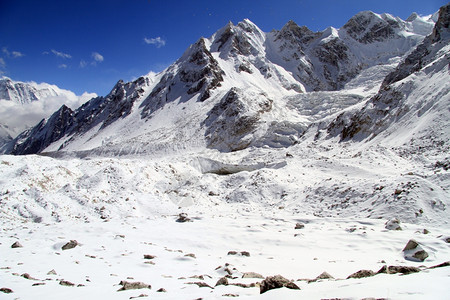 尼泊尔Manaslu附近的拉克路口白雪图片