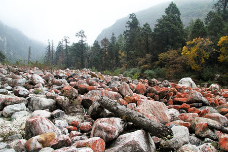 尼泊尔山河的石块和图片