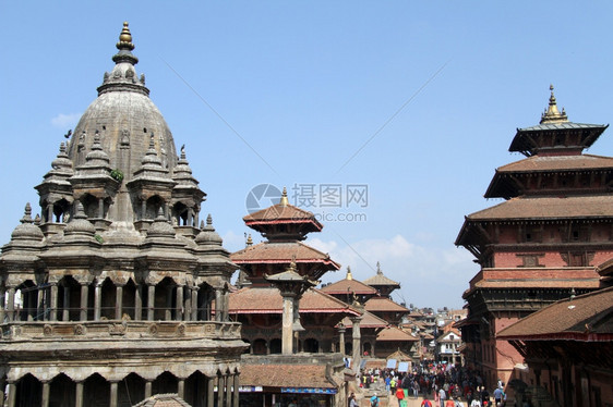 尼泊尔Patan的Durbar广场视图图片