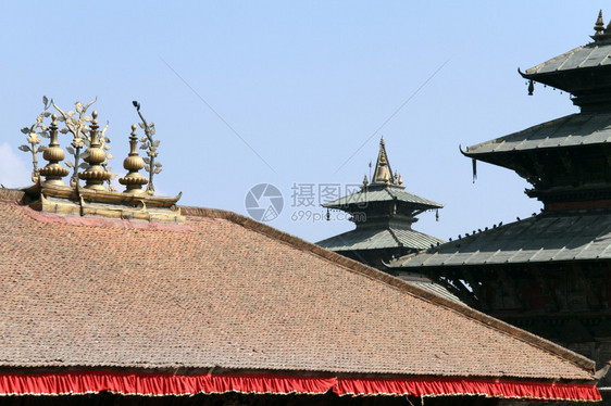 尼泊尔哈特曼杜国王宫殿屋顶图片