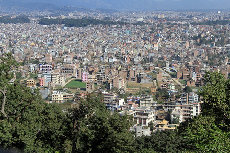尼泊尔斯韦安布努特佛塔俯瞰加德满都图片