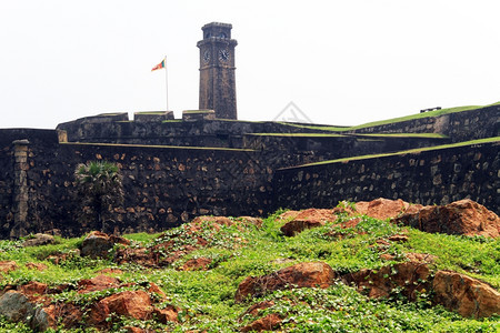 斯里兰卡加勒的钟塔和堡垒墙壁图片