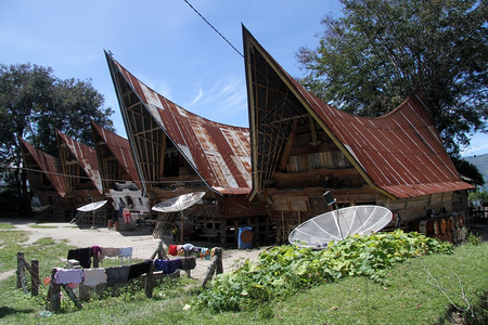 印度尼西亚Samosir岛传统Batak村图片