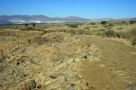 以色列Hula山谷围栏附近的泥土路图片