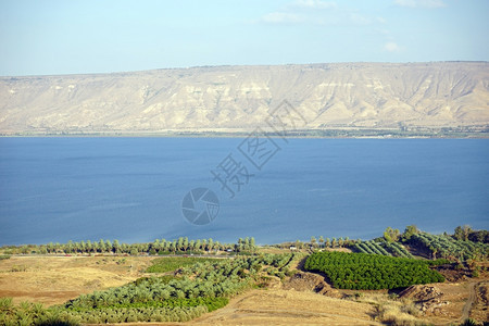 以色列的山区和金纳雷特湖图片