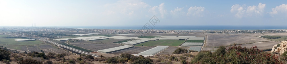 以色列地中海岸HirbatAkav的全景观图片