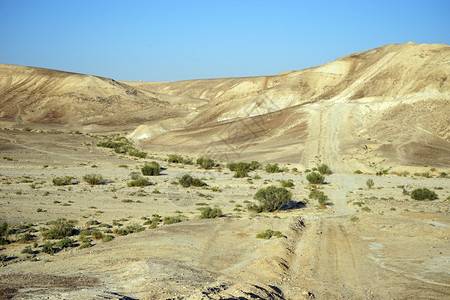 以色列内盖夫沙漠山丘的轨迹图片