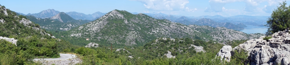 黑山Skadarsko湖附近公路和山丘图片
