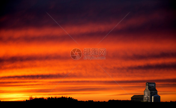 萨斯喀彻温大草原的日落图片