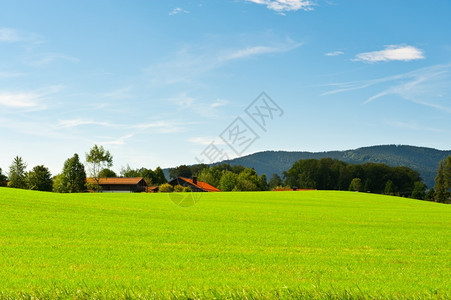 阿尔卑斯山脚上的巴伐利亚村庄图片