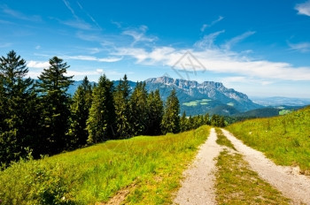 德国巴伐利亚阿尔卑斯山的泥土路图片