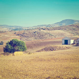 西班牙耕地上的农场Instagram效应图片