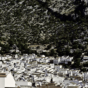 西班牙城市的空景VintageStyleTond图片图片