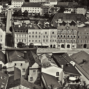 德国布尔豪森巴伐利亚市空中视图Retro图像过滤样式图片