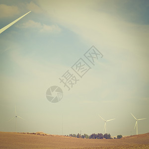 西班牙现代风涡轮发电能源Instagram效应图片