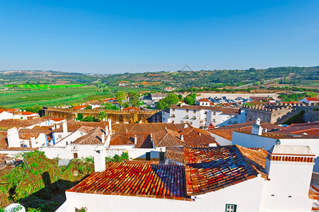 飞往葡萄牙下比杜斯市历史中心空观察图片