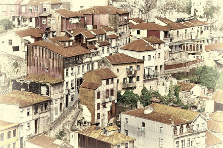 查看葡萄牙波尔图市历史中心Retro图像过滤样式图片