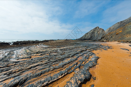 葡萄牙大西洋沿岸的黑岩图片