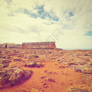 大西洋沙漠海滩上的葡萄牙堡垒SagressInstagram效应图片