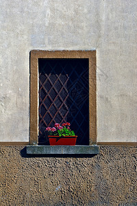 意大利窗口装饰配有鲜花图片