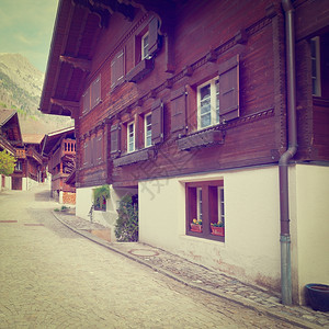 与瑞士村旧木制建筑合线Instagram效应图片
